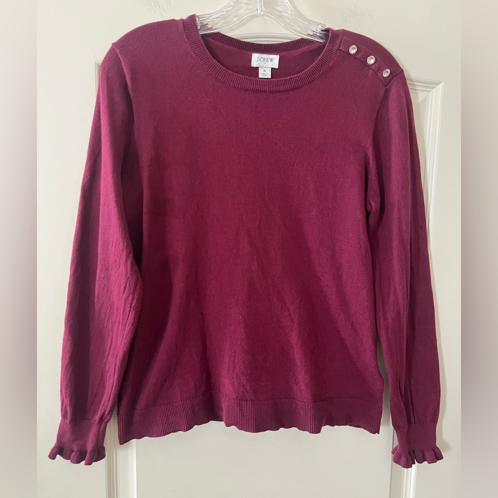 J. Crew Women's Plum Long Sleeve Sweater with Button Detail Size Small